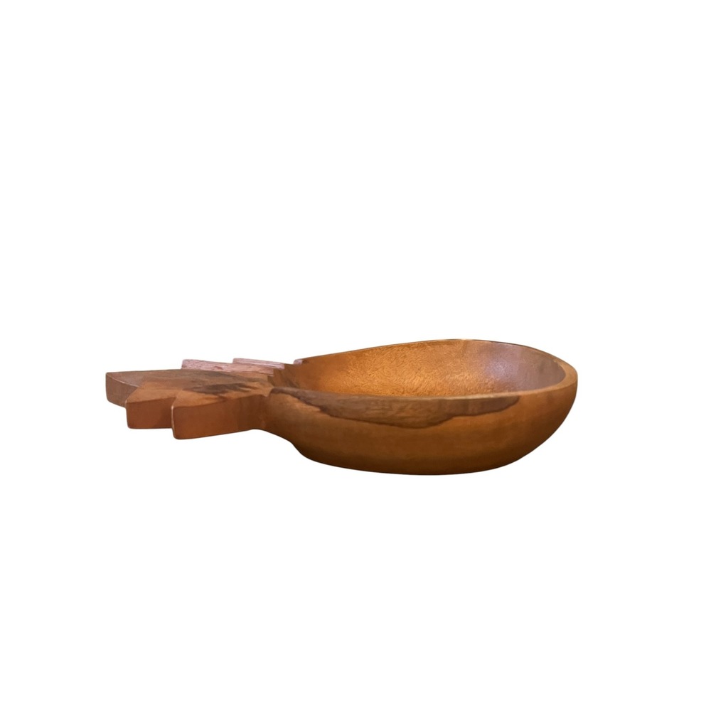 Vintage Handcrafted Monkey Pod Wood Pineapple Salad Set 7pc Philippines Tiki - Picture 4 of 12